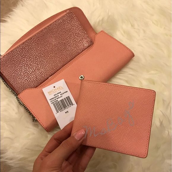 NWT Michael Kors Juliana 3 in 1 Flap Long Wallet Pink/silver - Picture 5 of 6